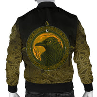 Viking Men's Bomber Jacket, Ethnic Odin Raven Gold RLT12 - Wonder Print Shop