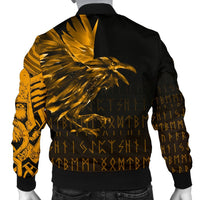 Viking Men's Bomber Jacket - The Raven Of Odin Rune, Gold RLT12 - Wonder Print Shop