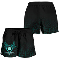 viking-womens-shorts-three-raven-and-valknut-cyan