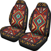Native Red Yellow Pattern Native American Car Seat Covers LT10 - Wonder Print Shop