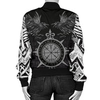 Viking Women's Bomber Jacket - Odin Huginn and Muninn Rune RLT12 - Wonder Print Shop