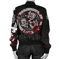 Viking Women's Bomber Jacket - Fierce Blood Wolf Symbol Of A Viking Nordic RLT12 - Wonder Print Shop