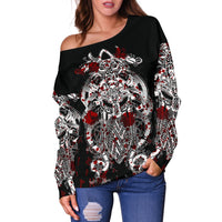 Viking Tyr Tattoo Blood Women's Off Shoulder Sweater RLT12 - Wonder Print Shop
