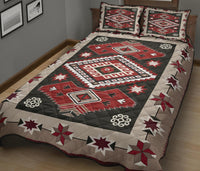 Tribal Red Brown Pattern Native American Quilt Bed Set LT10 - Wonder Print Shop