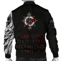 Viking Men's Bomber Jacket - Double Dragon Tattoo and Vegvisir Blood RLT12 - Wonder Print Shop