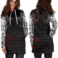 Viking Hoodie Dress Odin Huginn and Muninn Rune Blood RLT12 - Wonder Print Shop
