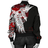 Viking Women's Bomber Jacket - Mystical Raven Tattoo Blood RLT12 - Wonder Print Shop