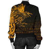 Viking Women's Bomber Jacket - The Raven Of Odin Rune, Gold RLT12 - Wonder Print Shop