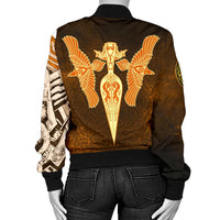 Viking Women's Bomber Jackets Gold Spear Of The God Odin - Gungnir and Two Gold Ravens RLT12 - Wonder Print Shop