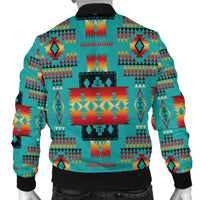 Blue Native Tribes Pattern Native American Men's Bomber Jacket LT10 - Wonder Print Shop