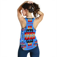 Navy Tribes Pattern Native American Women Racerback Tank LT10 - Wonder Print Shop