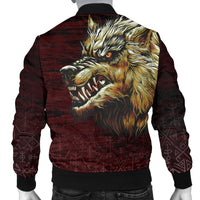 Viking Men's Bomber Jacket - Fenrir On The Blood Moon Background RLT12 - Wonder Print Shop