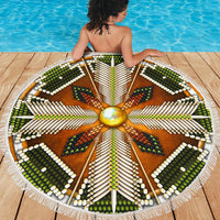 Mandala White Green Native American Design Beach Blanket LT10 - Wonder Print Shop