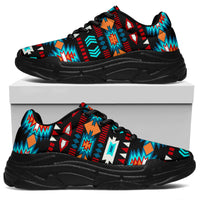 native-american-light-neon-blue-pattern-chunky-sneakers-new