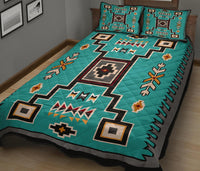 United Tribes Cyan Pattern Native American Quilt Bed Set LT10 - Wonder Print Shop