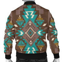 Blue Pattern Brown Men's Bomber Jacket LT10 - Wonder Print Shop