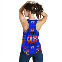 Dark Blue Native Tribes Pattern Native American Women Racerback Tank LT10 - Wonder Print Shop