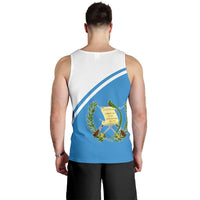 Men's Guatemala tank top, back view in blue and white with crest emblem