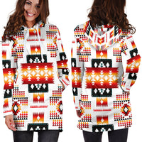 White Tribes Pattern Native American Hoodie Dress LT10 - Wonder Print Shop