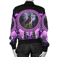 Howling Wolf Dream Catcher Women's Bomber Jacket LT10 - Wonder Print Shop