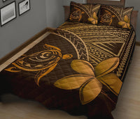 Hawaiian Turtle Plumeria Kakau Polynesian Quilt Bedding Set Brown - Wonder Print Shop