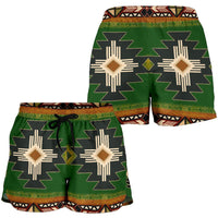 native-american-southwest-green-symbol-all-over-print-women-shorts