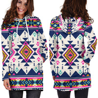 Pink Pattern Native American Hoodie Dress LT10 - Wonder Print Shop