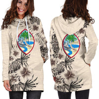 Guam Hoodie Dress - Guam Coat of Arms and Beige Hibiscus - Wonder Print Shop