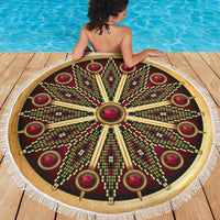 Mandala Red Brown Native American Design Beach Blanket LT10 - Wonder Print Shop