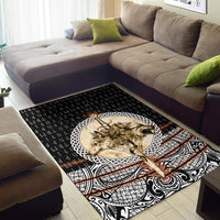 Viking Area Rug Wolf and Vikings Tattoo 3D RLT12 - Wonder Print Shop