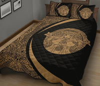 Hawaii Polynesian Pele Mauna Kea Quilt Bed Set Circle Style Gold - Wonder Print Shop