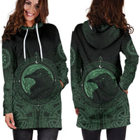 Viking Hoodie Dress, Ethnic Odin Raven Green RLT12 - Wonder Print Shop