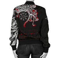 Viking Women's Bomber Jacket, Dragon and Vegvisir Blood Tattoo RLT12 - Wonder Print Shop
