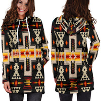 Black Tribe Design Native American Hoodie Dress LT10 - Wonder Print Shop