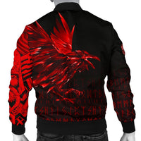 Viking Men's Bomber Jacket - The Raven Of Odin Rune, Red RLT12 - Wonder Print Shop