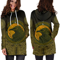 Viking Hoodie Dress, Ethnic Odin Raven Gold RLT12 - Wonder Print Shop