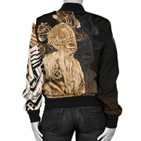 Viking Women's Bomber Jacket - Odin Raven Viking Gold RLT12 - Wonder Print Shop