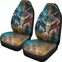 Yellow and Blue Wolves Car Seat Covers LT10 - Wonder Print Shop