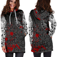 Viking Hoodie Dress Odin Raven Rune Futhark Blood RLT12 - Wonder Print Shop