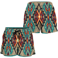 native-american-tribe-blue-pattern-all-over-print-women-shorts