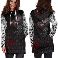 Viking Hoodie Dress The Raven Of Odin Rune Blood RLT12 - Wonder Print Shop
