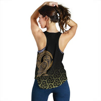 Viking Women's Racerback Tank Owl Celtic On Triskels Background RLT12 - Wonder Print Shop