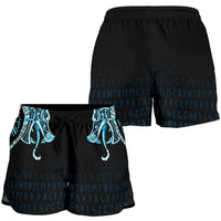 viking-womens-shorts-fenrir-raven-and-vegvisir-tattoo-cyan