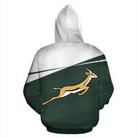 African Hoodie South Africa Springbok Zip Up Hoodie Vivian Style Green - Wonder Print Shop