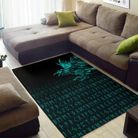 Viking Area Rug The Raven Of Odin Rune Cyan RLT12 - Wonder Print Shop