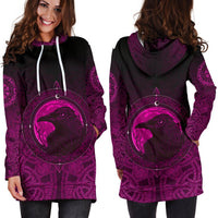 Viking Hoodie Dress, Ethnic Odin Raven Pink RLT12 - Wonder Print Shop