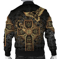 Viking Men's Bomber Jacket - Odin's Celtic Raven Tattoo RLT12 - Wonder Print Shop