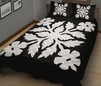 Hawaiian Quilt Bed Set Royal Pattern - Black and White - B2 Style - Wonder Print Shop