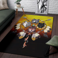 4 Wolves Warriors Native American Design Area Rug LT10 - Wonder Print Shop