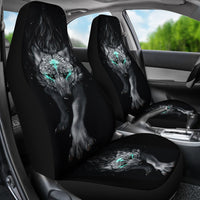 Native American Gray Wolf Native Car Seat Covers - Wonder Print Shop